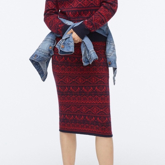 J Crew Midi Fair Isle Sweater Skirt 
